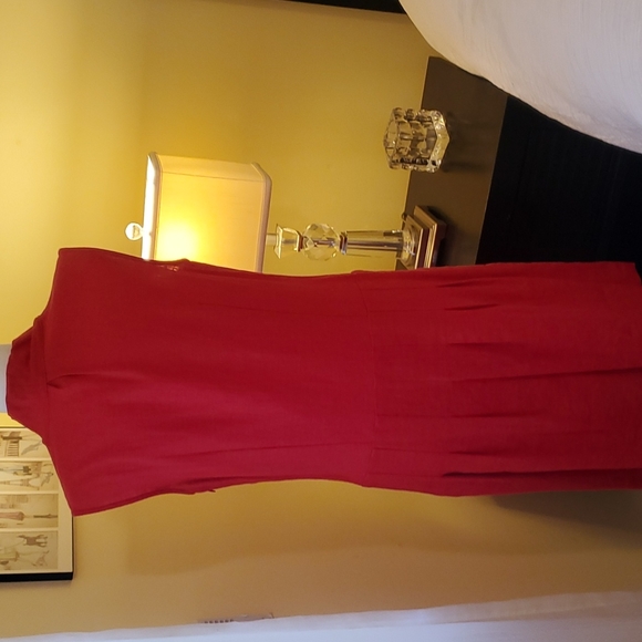STYLE RED DRESS, NWOT, size 12, red, sleeveless, linen, side zipper. - Picture 5 of 12